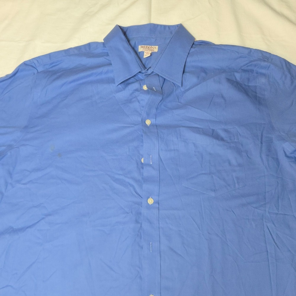 Merona "The Ultimate Shirt" Men's XXL Blue Long Sleeve Button Down 18-18 1/2 - Picture 7 of 16